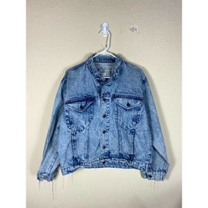 Large VTG Blue Light Acid Wash Jean Trucker Jacket